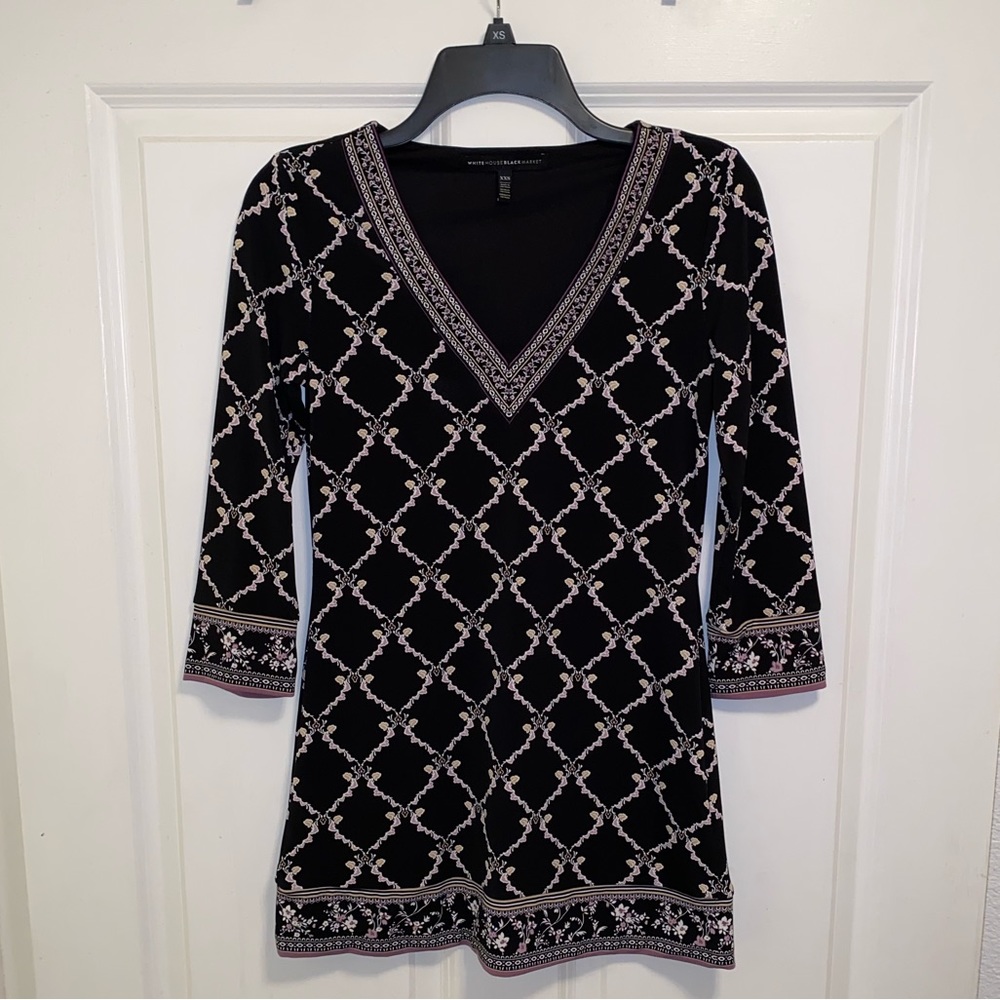 🖤White House Black Market V-neck 3/4 Sleeve Tunic